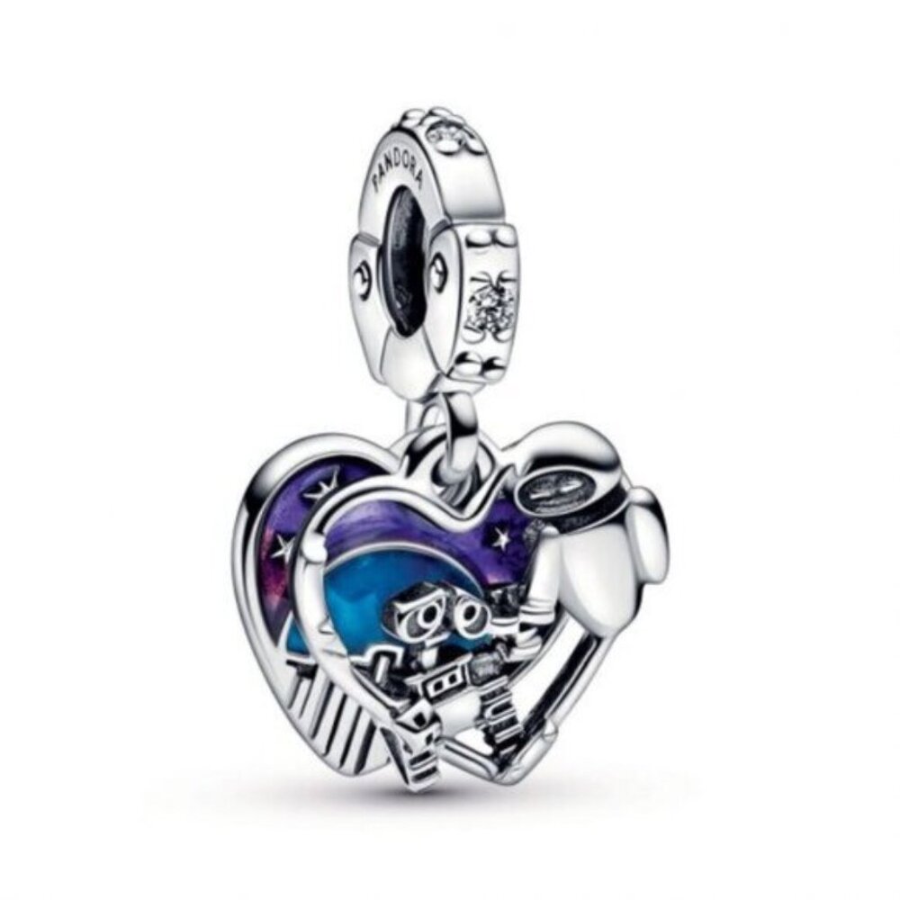Pandora Disney Charm a Cuore Eve e Wall-E che si illumina al buio Pendant